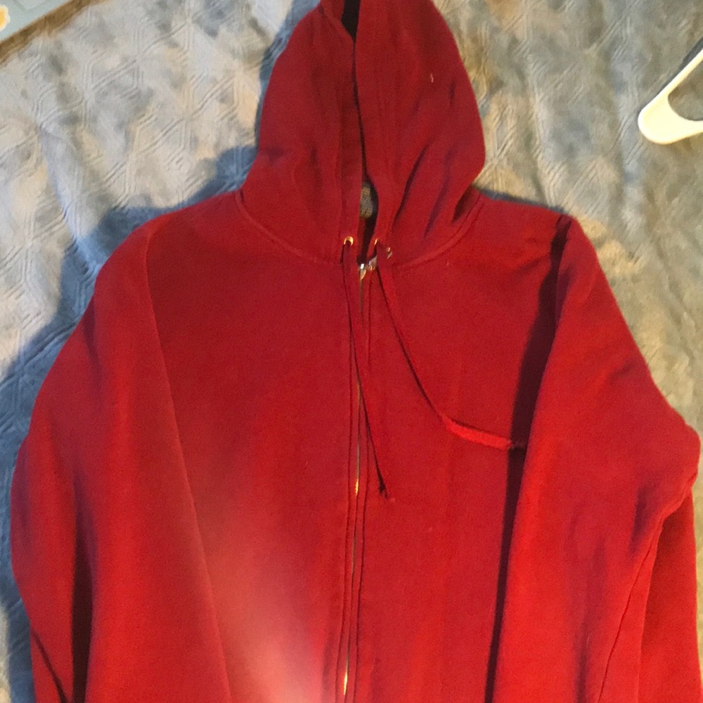 plain red zip up